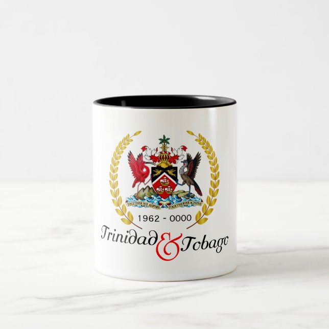 Trinidad & Tobago Independence Gold Wreath Two-Tone Coffee Mug (Center)