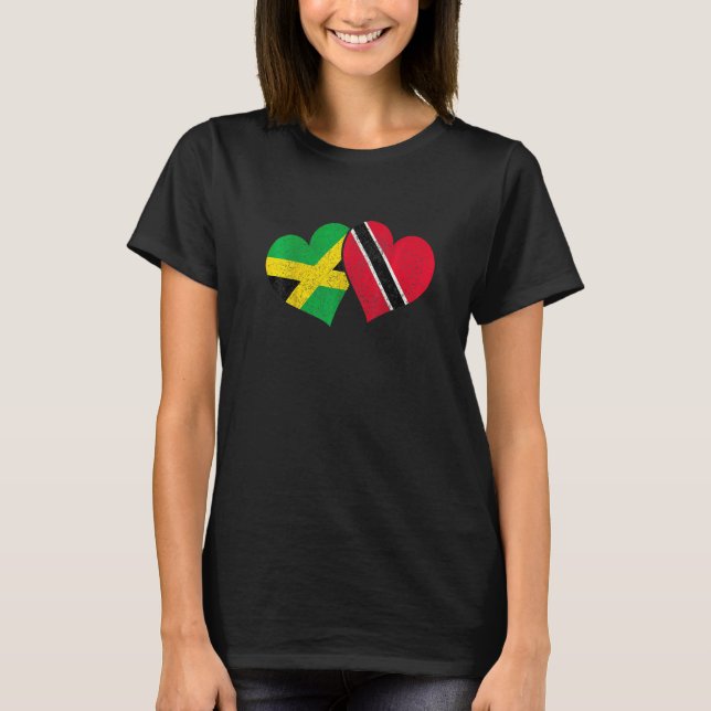 Trinidad & Tobago Jamaica Trinidadian Flag Heart P T-Shirt (Front)