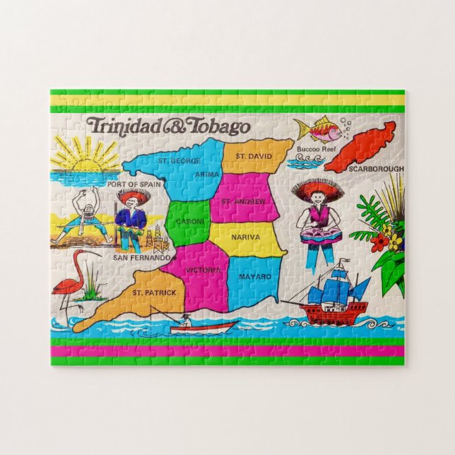 Trinidad & Tobago Map 11x14 Jigsaw Puzzle (Horizontal)