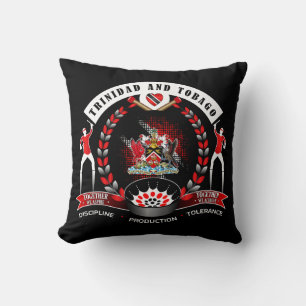 Trinidad & Tobago National Pride Emblem on Black Throw Pillow