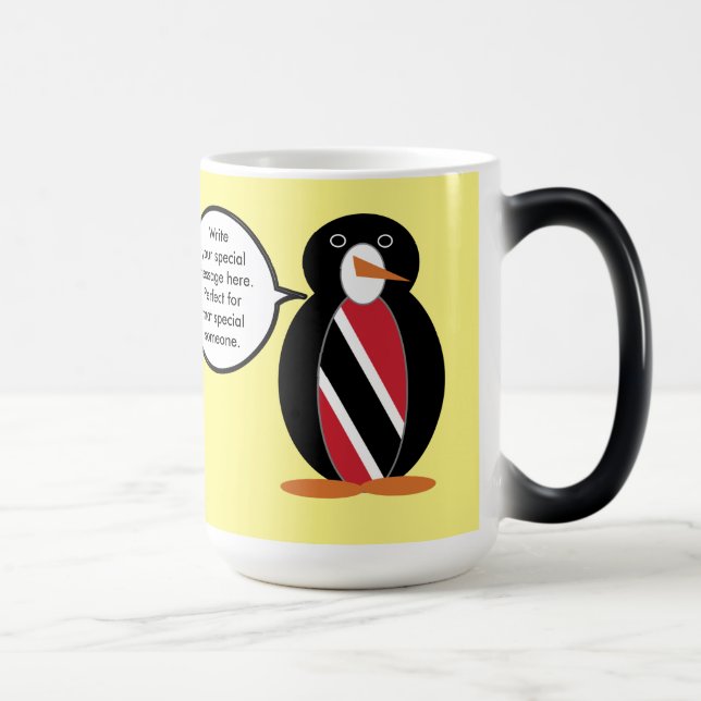 Trinidad Tobago Talking Ms. Penguin Personalized  Magic Mug (Right)