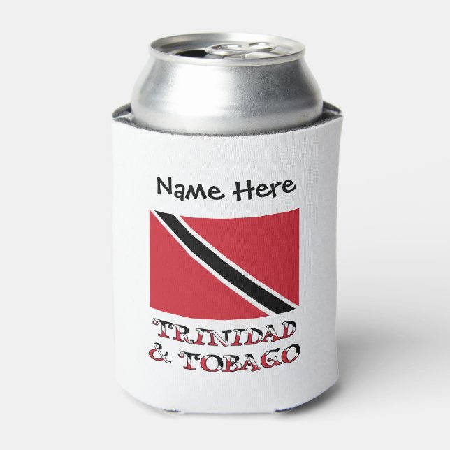 Trinidad Tobago Trinidadian Flag Black Personalize Can Cooler (Can Front)