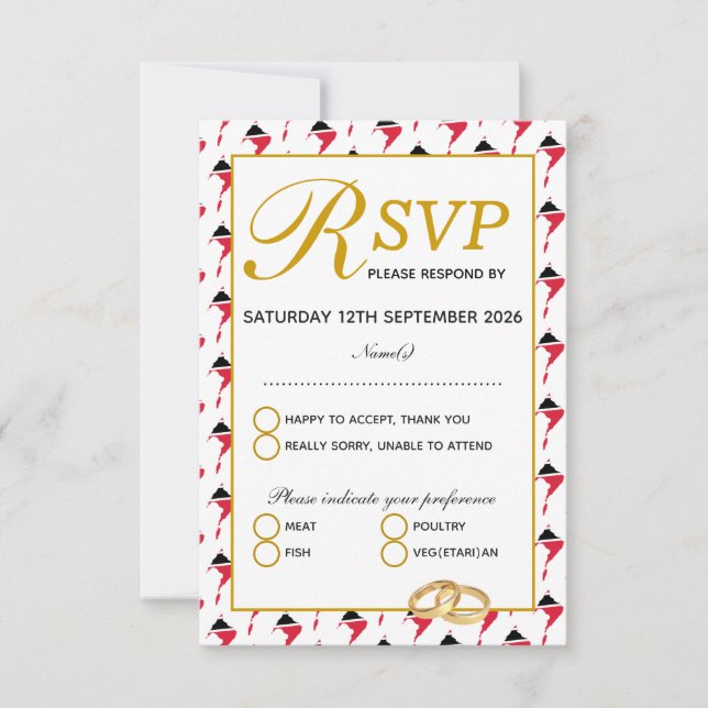 TRINIDAD TOBAGO Wedding Carte de réponse RSVP (Devant)