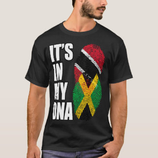 Trinidadian Plus Jamaican Mix DNA Flag Heritage  T-Shirt