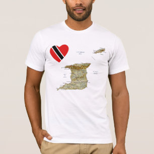 Trinité-et-Tobago Drapeau Coeur et carte T-shirt