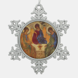 Trinity Angels At Mamre Snowflake Pewter Christmas Ornament