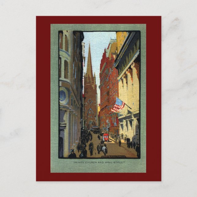 Trinity Church and Wall Street Postcard (Front)