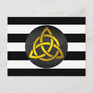 Trinity Knot Celtic Black Gold Striped Postcard