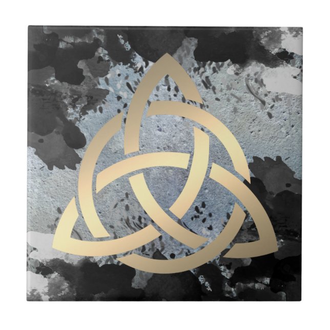 Trinity Knot Celtic Dark Clouds Sky Tile (Front)