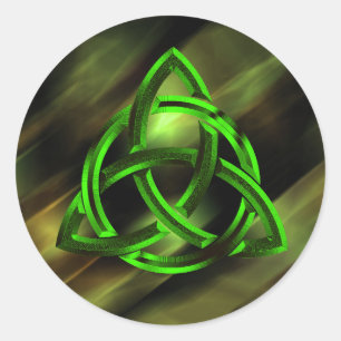 Trinity Knot Celtic Green Metal Glitter Classic Round Sticker