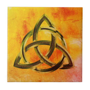 Trinity Knot Celtic Orange Vintage Fire Tile