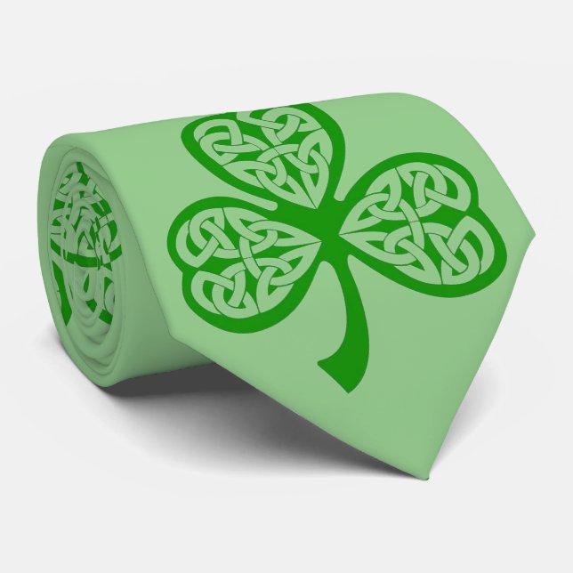 Trinity Knot Shamrock St. Patrick's Day Tie (Rolled)