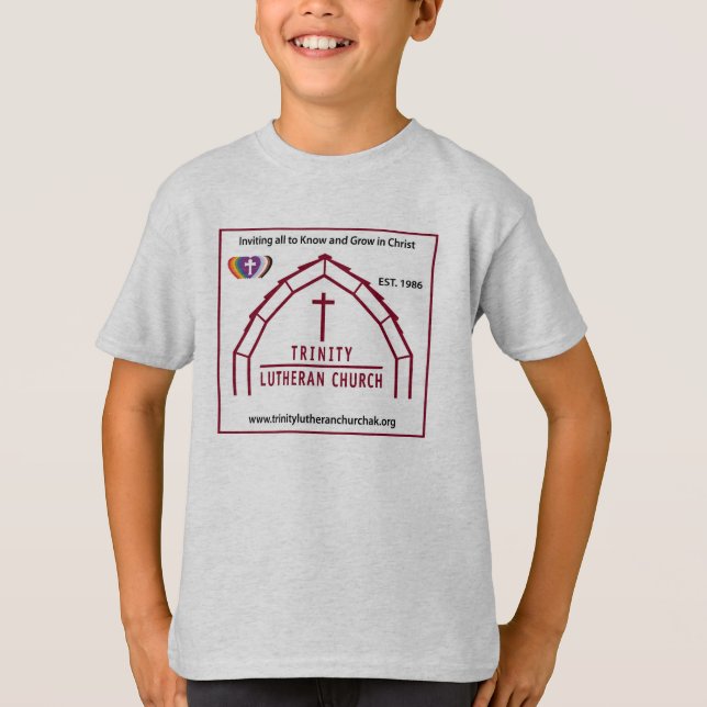 Trinity Lutheran Grey Kids  T-Shirt (Front)
