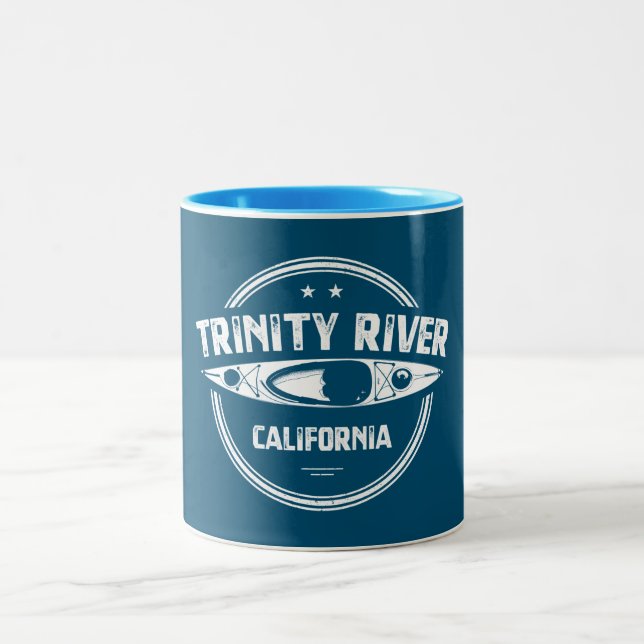 Trinity River California Kayaking Two-Tone Coffee Mug (Center)