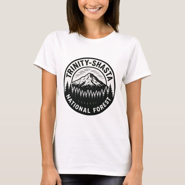 Trinity-Shasta National Forest - Emblem Badge T-Shirt (Front)