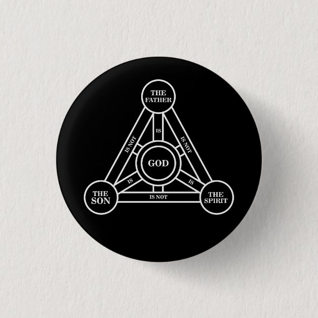 Trinity The Father, The Son And Holy Spirit Black 1 Inch Round Button (Front)