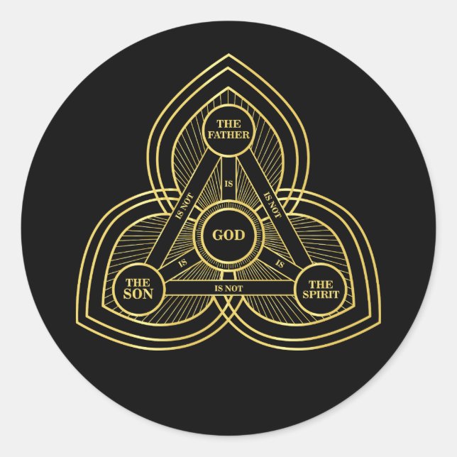 Trinity The Father, The Son And Holy Spirit gold Classic Round Sticker (Front)