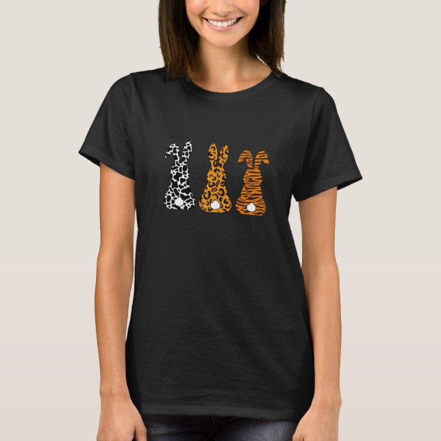 Trio Cute Leopard Zebra Easter Bunny Rabbit Easter T-Shirt (Front)