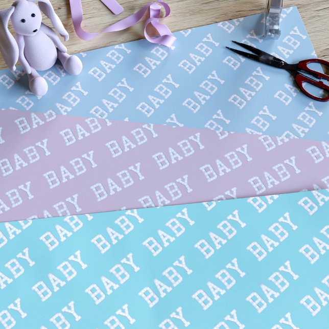 Trio de feuilles de papier d'enveloppement de Baby (A trio of wrapping paper sheets in blue, pink, and teal. Suitable for all baby shower gifts)