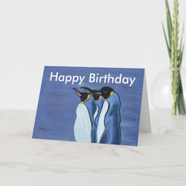 Trio de Penquin - carte d'anniversaire (Devant)