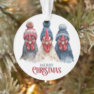 Trio de poules d'hiver Noël 