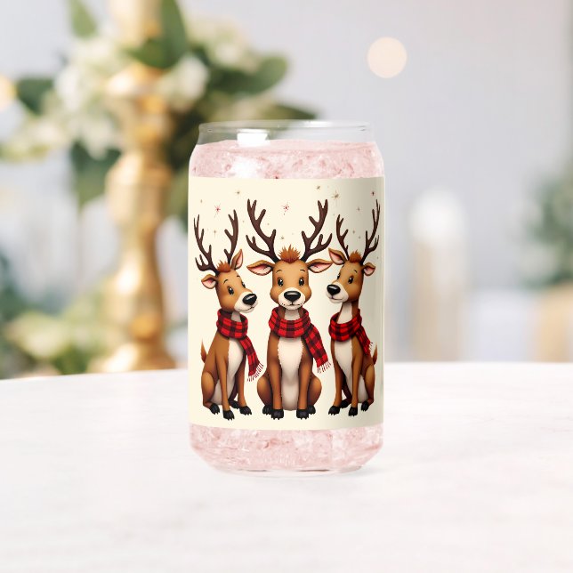 Trio de rennes de Noël mignon avec des carreaux (Insitu (Mariage))