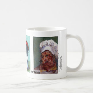Trio de teckel dans la tasse de casquettes