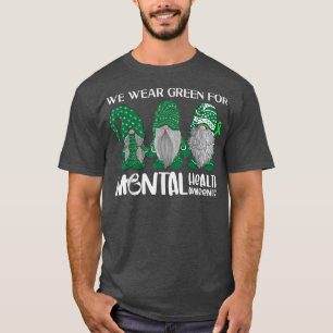 Trio Gnome In May We Wear Green For Mental Health T-Shirt