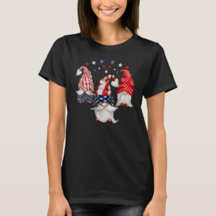 Trio Gnomes 4th Of July Us Flag Independence Day T-Shirt