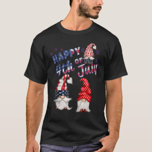 Trio Gnomes Cute Us Flag Independence Day 4th Of J T-Shirt