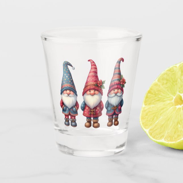 Trio Gnomes de Noël en verre (Devant)