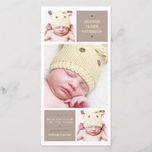 Trio moderne Photo Baby Girl Faire-part de naissan