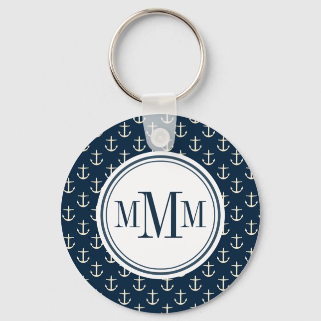 Trio Monogram Anchor Pattern Keychain (Front)