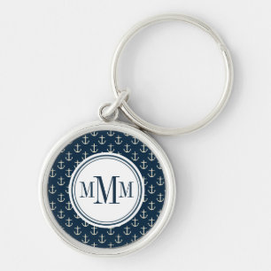 Trio Monogram Anchor Pattern Keychain