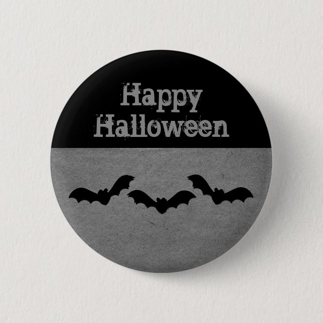 Trio of Bats Halloween Button, Grey 2 Inch Round Button (Front)