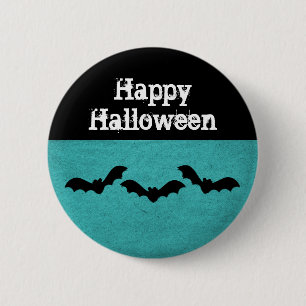 Trio of Bats Halloween Button, Teal 2 Inch Round Button