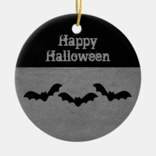 Trio of Bats Halloween Ornament, Grey Ceramic Ornament