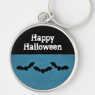 Trio of Bats Halloween Premium Keychain, Blue Keychain