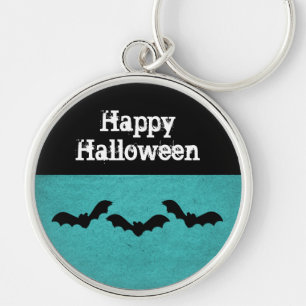 Trio of Bats Halloween Premium Keychain, Teal Keychain