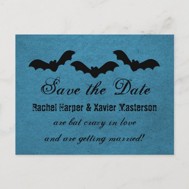 Trio of Bats Halloween Save the Date Postcard (Front)