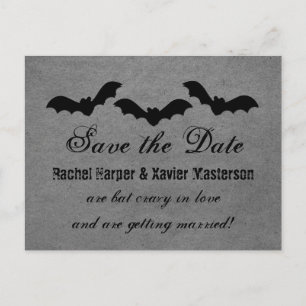 Trio of Bats Halloween Save the Date Postcard