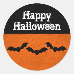 Trio of Bats Halloween Stickers, Orange Classic Round Sticker