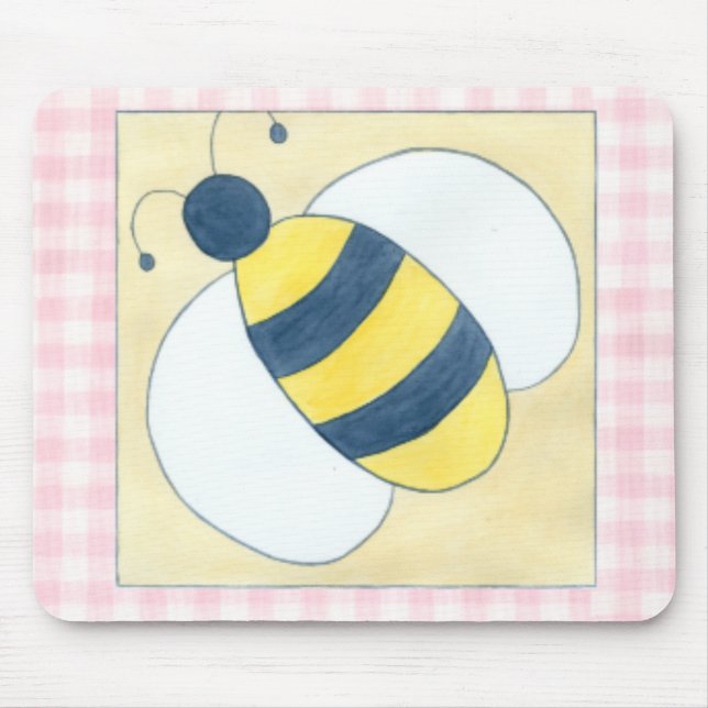 Trio of Bees with Flowers Mouse Pad (Front)