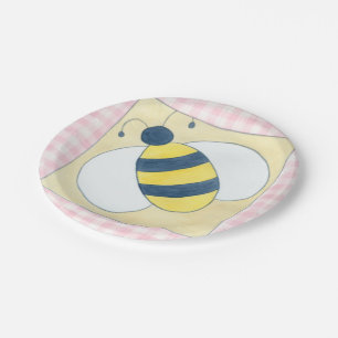Trio of Bees with Flowers Paper Plate
