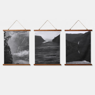 Trio of Black and White Captures of Water  Hanging Tapestry