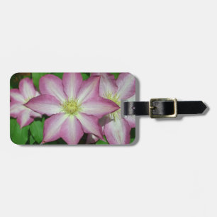 Trio of Clematis Pink and White Spring Vine Luggage Tag