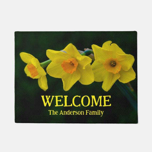 Trio of Daffodils Door Mat (Front)