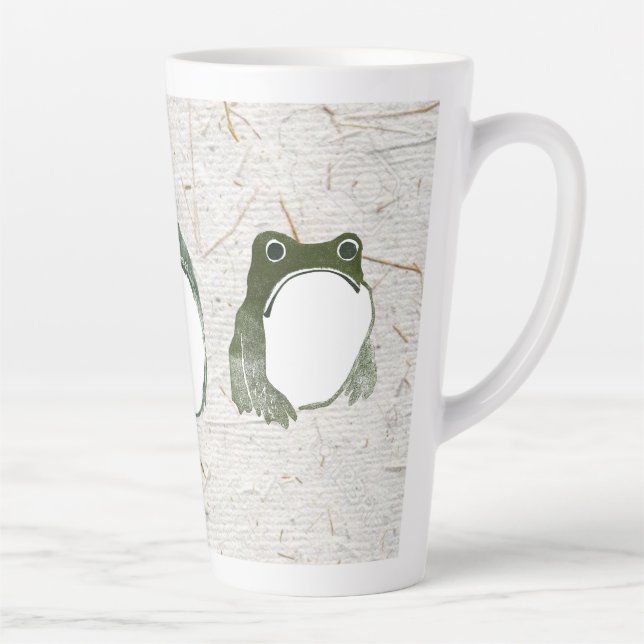 Trio of Grumpy Japanese Frogs Toads 19th Century  Latte Mug (Right)
