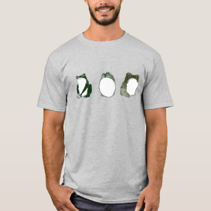 Trio of Grumpy Japanese Frogs Toads 19th Century T-Shirt