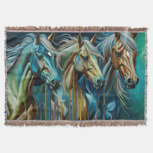 Trio of Horses  Throw Blanket